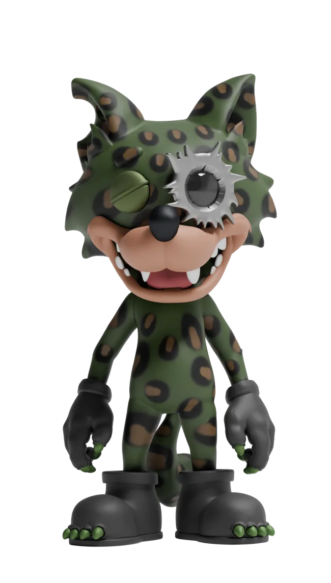 Front view of the official green-pattern hard-shell WOWNNY wolf