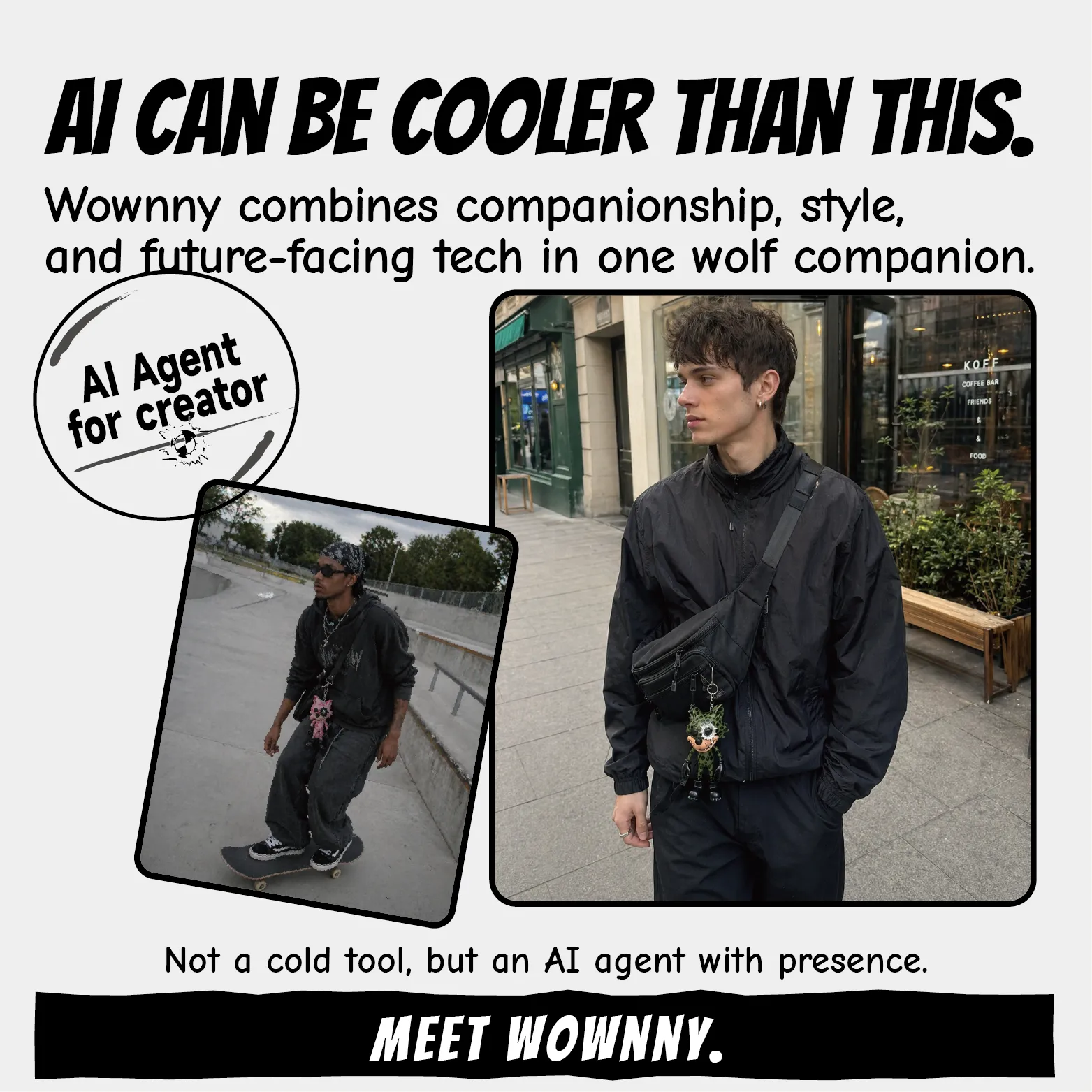 WOWNNY AI Pack system poster with multiple wolf companion roles