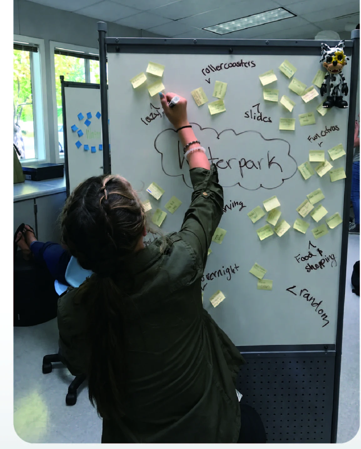 WOWNNY companion clipped near a whiteboard planning session